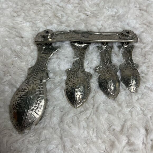 Vintage Tin Woodsman TWpewter set of four Fish measuring spoons with wall hanger - Picture 11 of 14